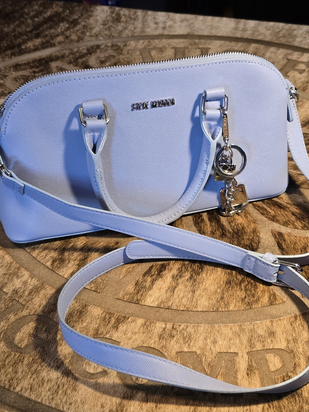 Steve Madden Light Blue Dome Satchel with Removable Strap